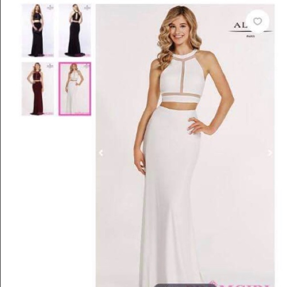 White Two-Piece Promgirl Dress by Alyce